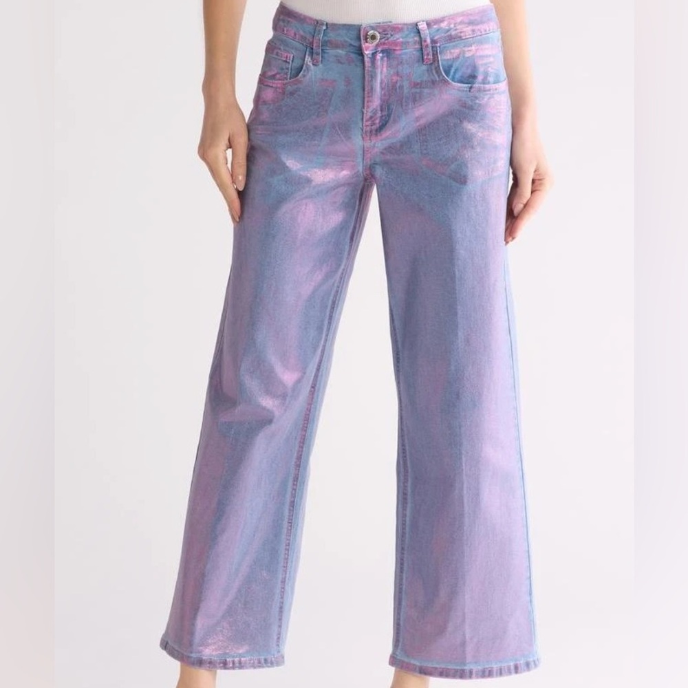 Stylish Pink and Blue Flare Jeans